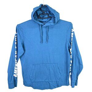 Mens American Eagle Blue Pullover Hoodie Super Soft Standard Fit Long Sleeve M